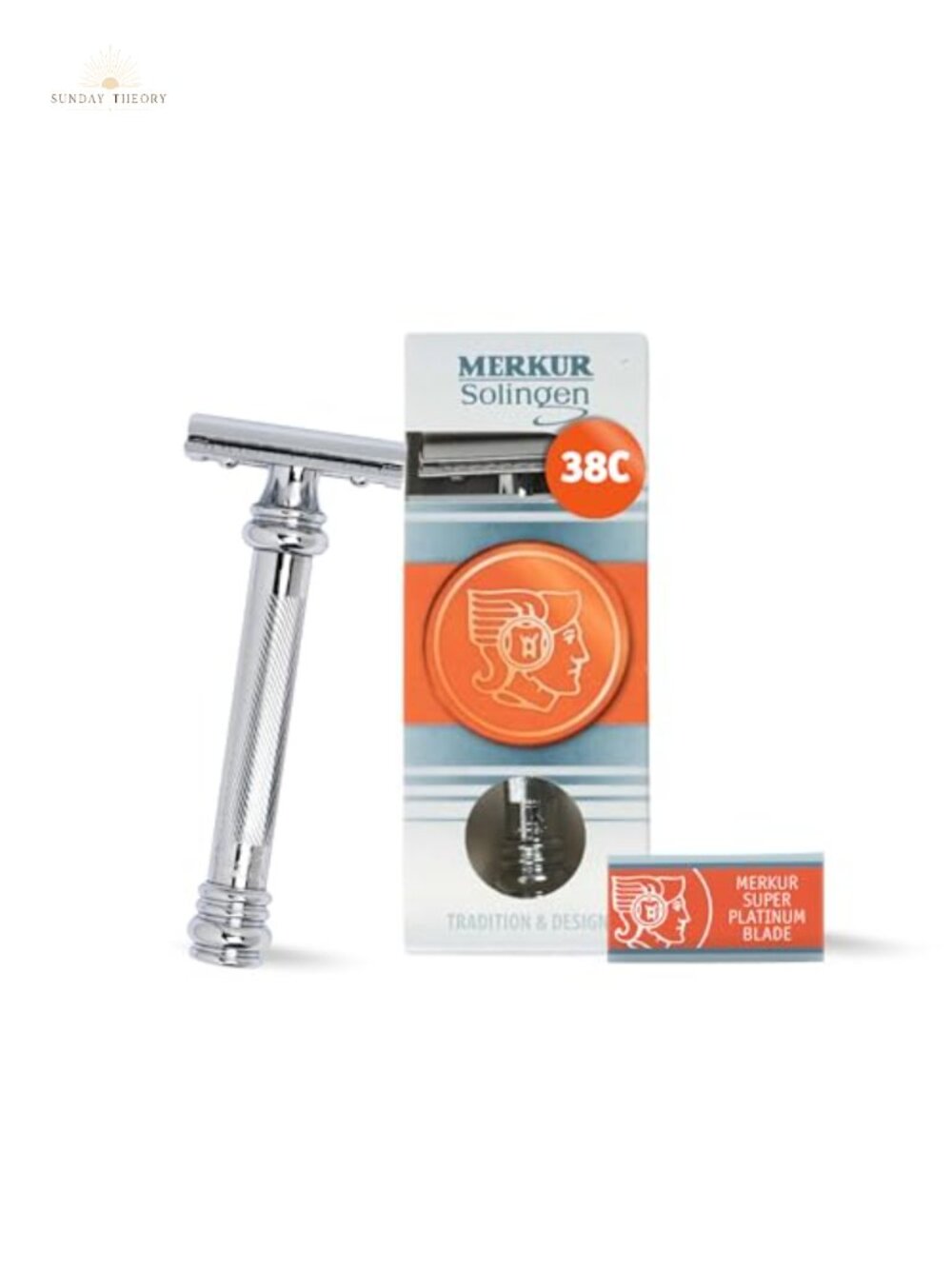 Double Edge Safety Razor with Barber Pole Brass Handle - Men's Shaving